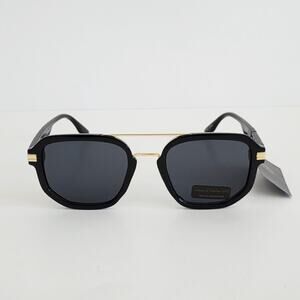House of Harlow 1960 Black & Gold Squared Oval Double Bridge Sunglasses 100% UV